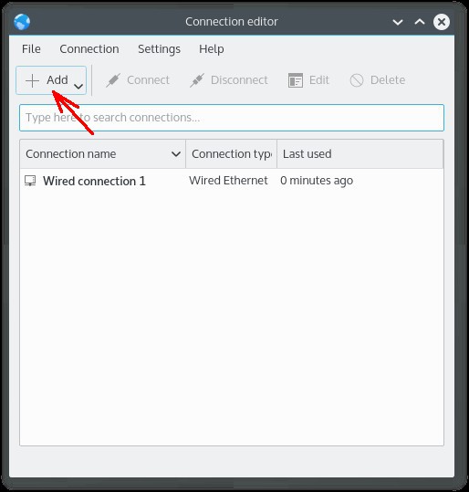 KDE Network Manager - редактор соединений