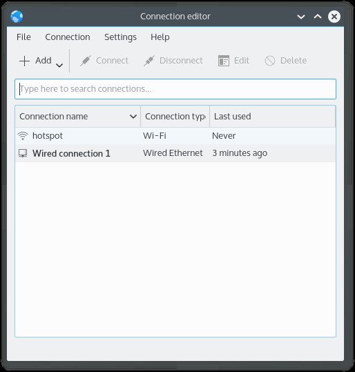 KDE Network Manager - редактор соединений